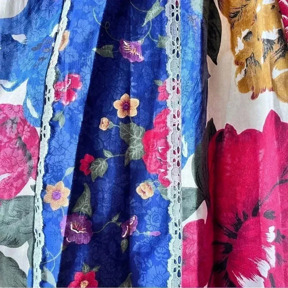 1950s Vintage Floral Print Cotton Full Midi Skirt - Picture 11 of 14